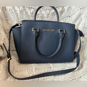 Navy blue Michael Kors satchel bag